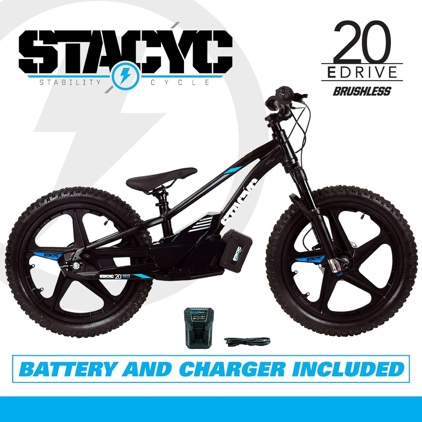 STACYC Brushless 20eDRIVE Electric Balance Bike for Kids Ages 10-12 Years Old